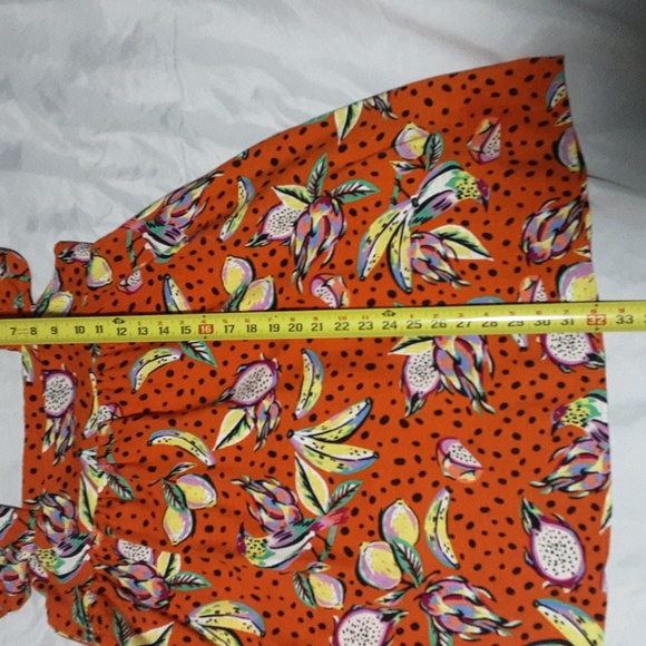 KOURT Vibrant Orange Fruit Print Mini Dress Size - Picture 10 of 12